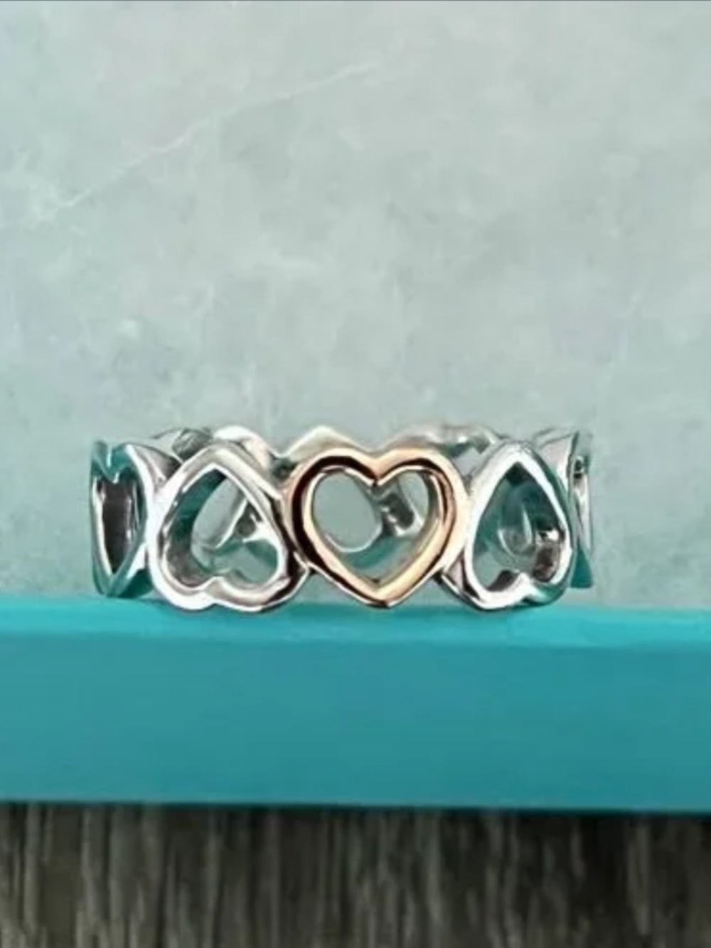 Tiffany & Co Hearts Sterling Silver and Rose gold ring